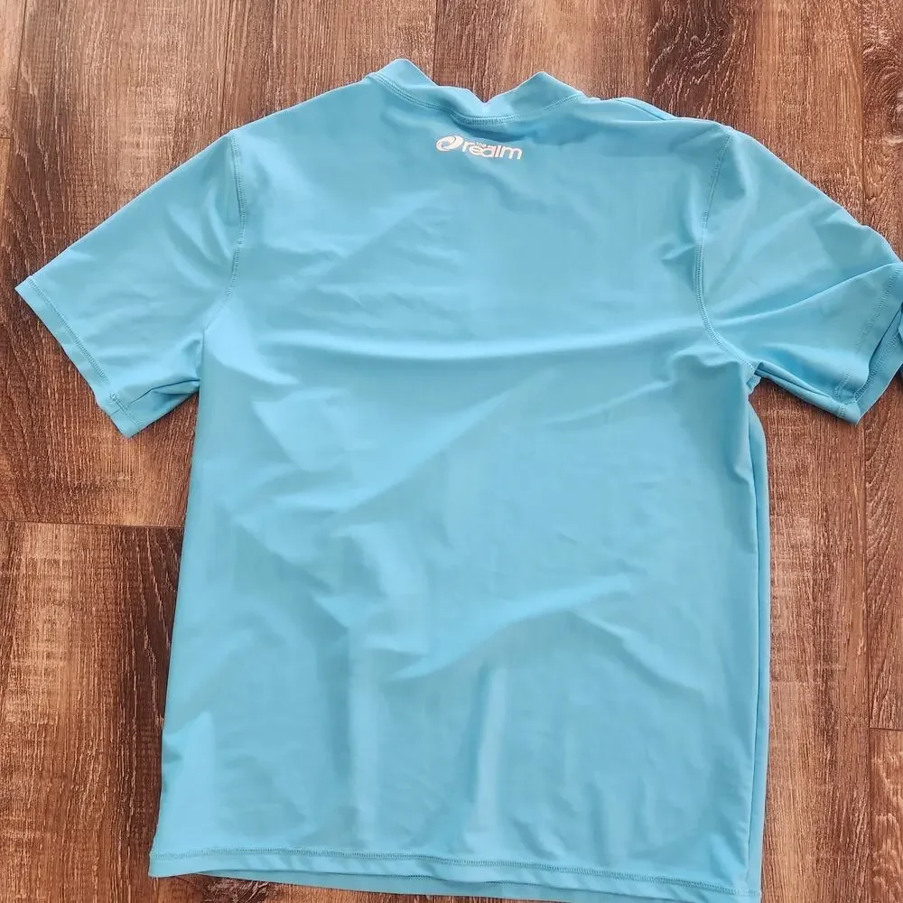 The Realm Swim Tee Shirt Men Size Medium Turquoise Blue Set of 2 Short Sleeve